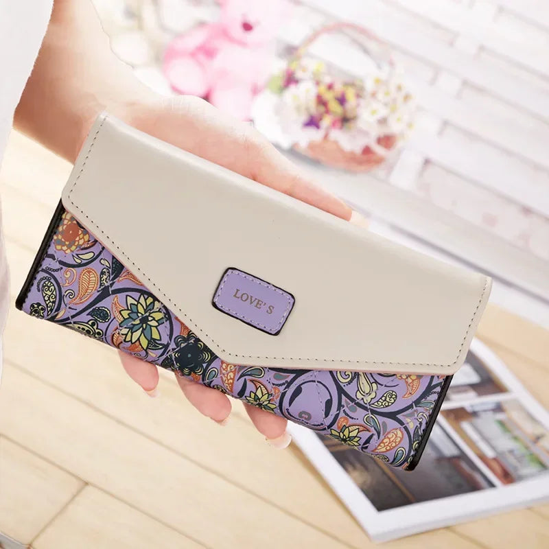 Tejesa   Womens Ladies Envelope Pu Leather Card Button Clutch Purse Long Wallets Money Bag