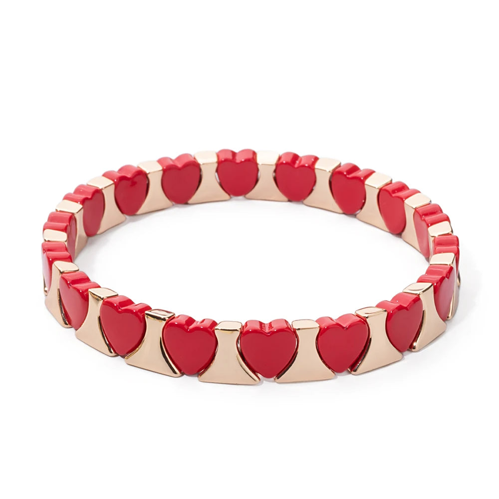 Tejesa Gold Color Heart Shape Bracelets / Elastic Love Bangle For Women Couple Jewelry