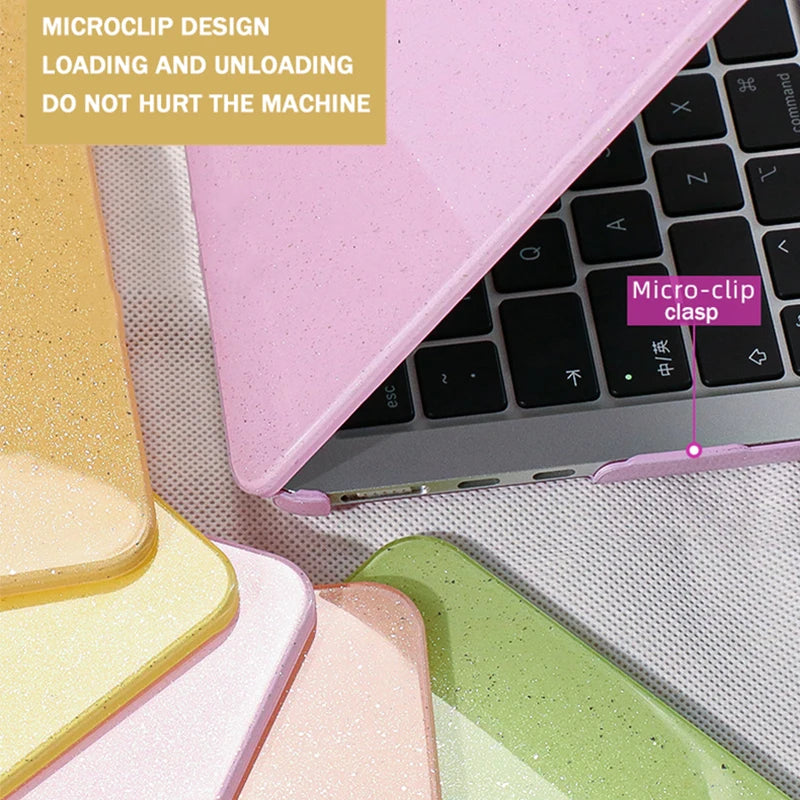 Hemasa Glitter Laptop Case for Macbook Air 13 Case M3 M2 M1 Chip New Air15 M3 Max Cover for Macbook Pro 13 A2338 A2251 Candy Skin Shell