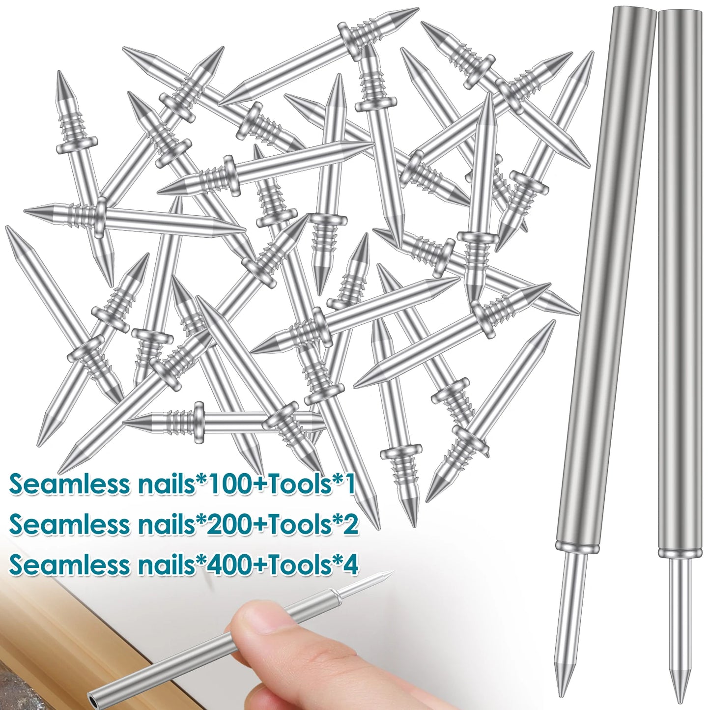 Tejesa 400/100Pcs Skirting Line Screws Double-Head Skirting Thread Seamless Nail Invisible Security Screws Wood Baseboard Screws Nails