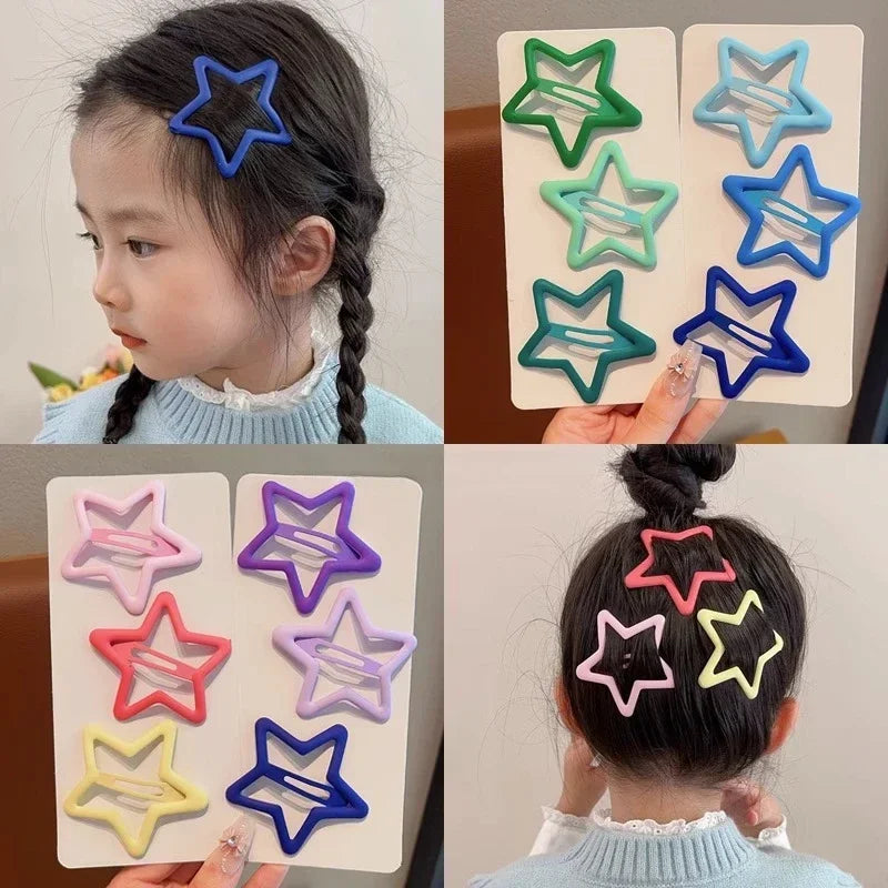 Hemasa 6pc Korean New Big Star BB Hairpin Hair Side Clips for Girls Women Kids Gift Wedding Party Hair Accessories