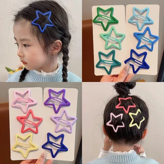 Hemasa 6pc Korean New Big Star BB Hairpin Hair Side Clips for Girls Women Kids Gift Wedding Party Hair Accessories