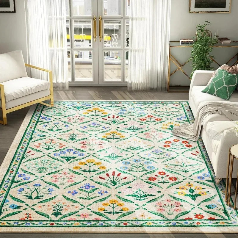 Tejesa Floral Print Bedroom Carpets /Art Living Room Rugs/ Large Area Foldable Machine Washable Soft Floor Mats Alfombra Tapis 러그