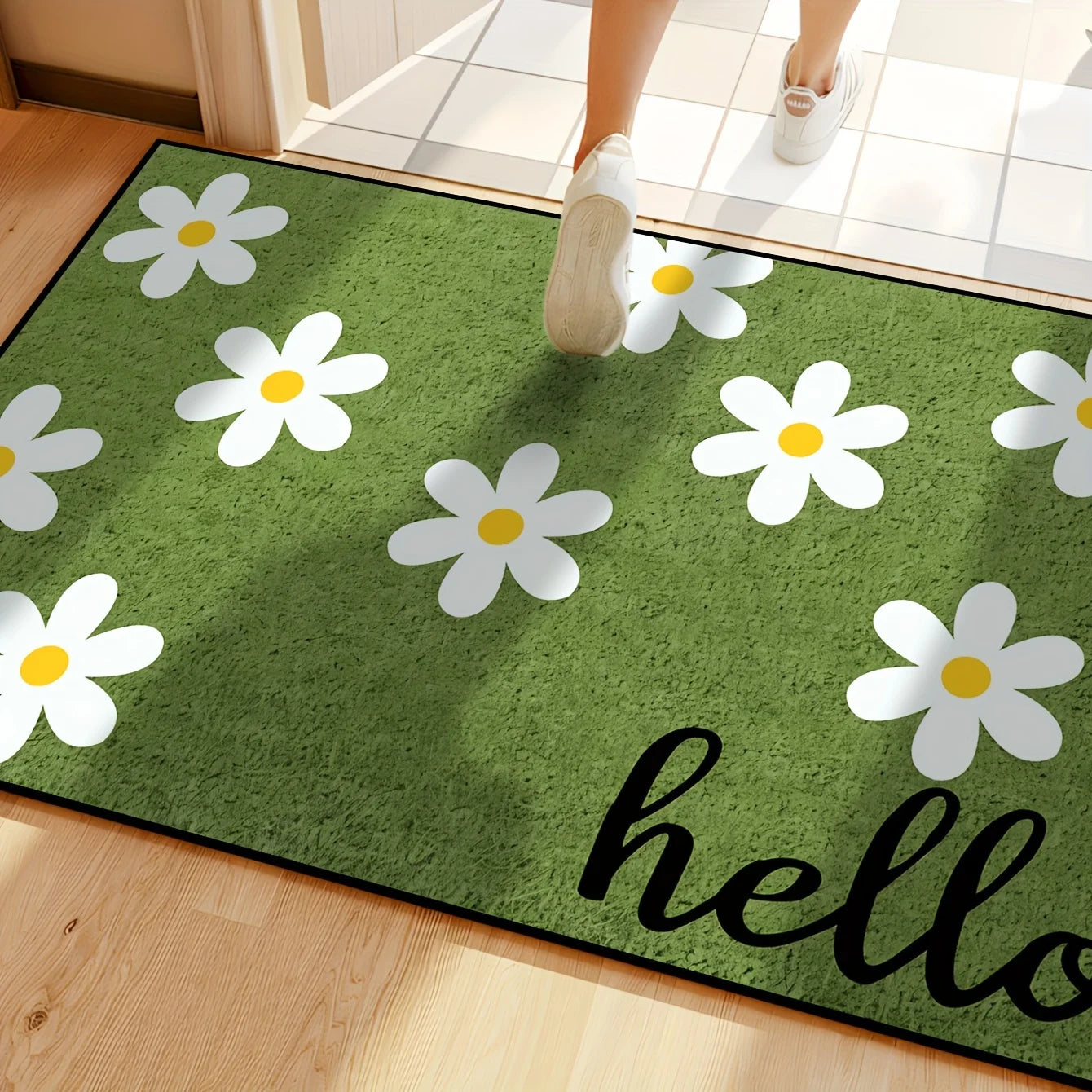 Tejesa  Small Chrysanthemum Carpet Cow Green Doormat /Welcome Mat Outdoor Carpet Rug For Bedroom Living Room Carpet Washable Home