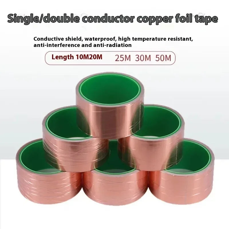 Copper Tape Double-sided Conductive Foil for Stained Glass Shielding Guitar EMI Crafts Adhesive Ladder Dispenser Glue Cell Tools