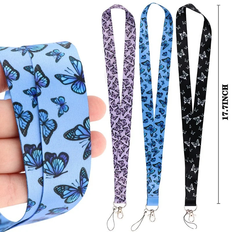 Tejesa Butterfly Lanyard Business Credit Card Holder Neck Strap Keychain Hang Rope ID Badge Holder Lariat Lasso