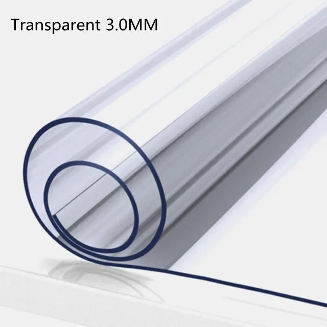 Transparent tablecloth PVC 3.0mm thick waterproof, oil resistant, heat-resistant transparent dining table mat 1pc