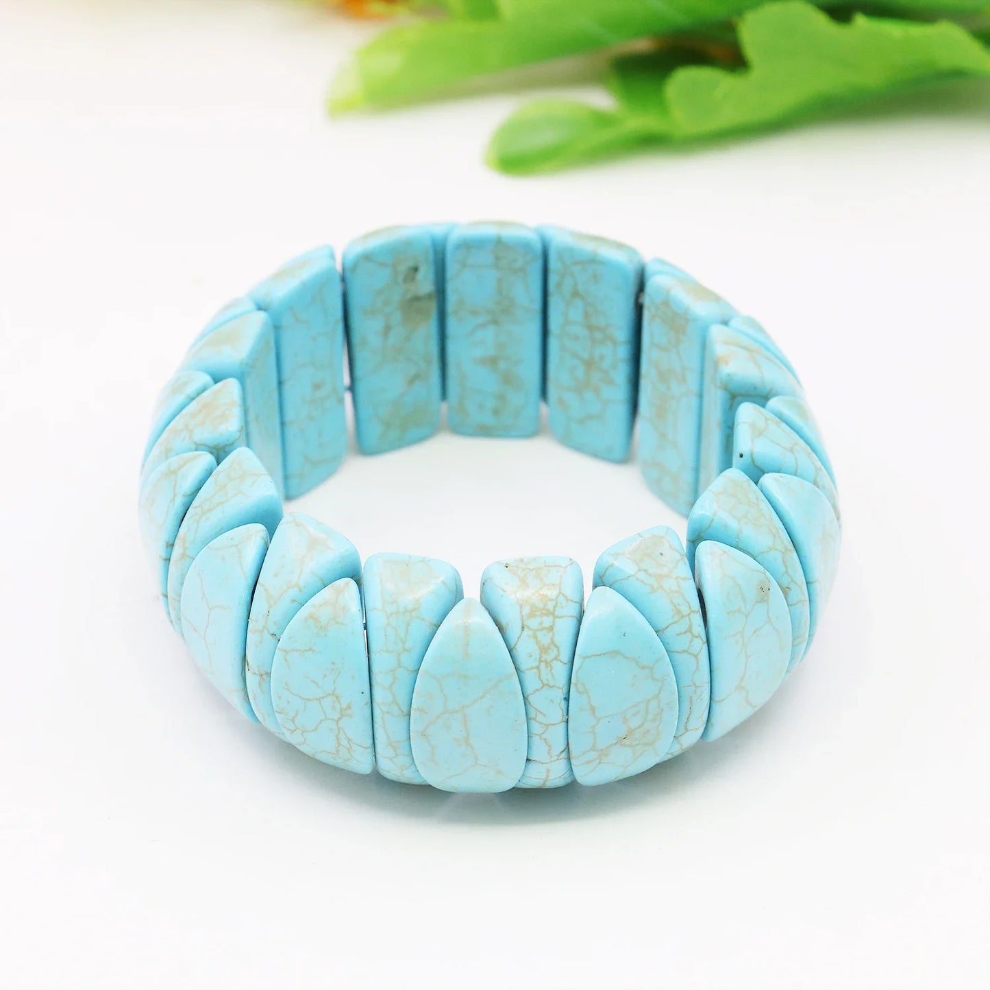 10-24mm Blue Turkey Turquoise Bracelet Howlite Stone Gemstone Women Girls Elastic Hand Ornaments Fashion Jewelry Making Design