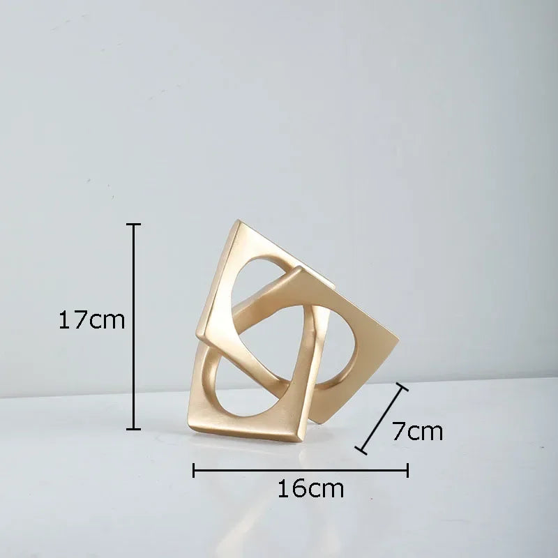 Tejesa Abstract Geometric Distortion Ornaments Crafts Desk Decoration Golden Square Collar Artwork Statue Room Aesthetics Decor