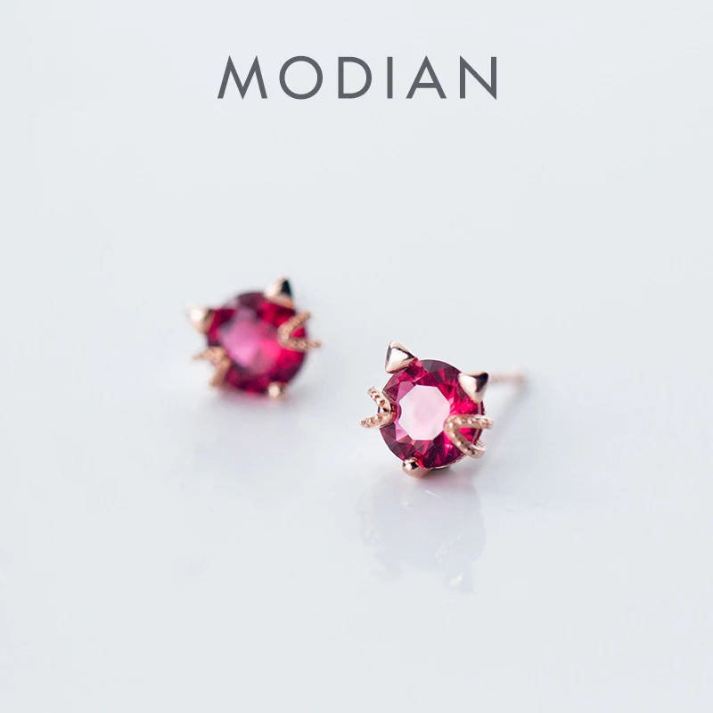 Modian High Quality 100% 925 Sterling Silver Cute Rose Gold Color Cat Stud Earrings for Women Sterling Silver Jewelry Gift