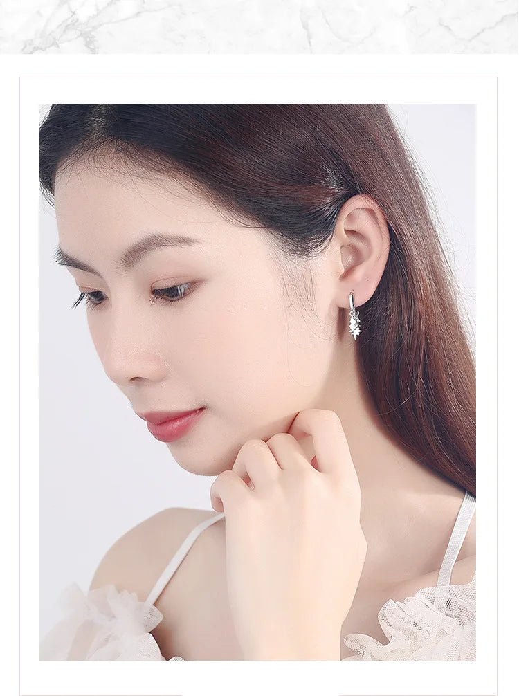 Hemasa 925 Sterling Silver Earrings Heart-Shaped Simple Design For Beautiful Jewelry Gifts For Women