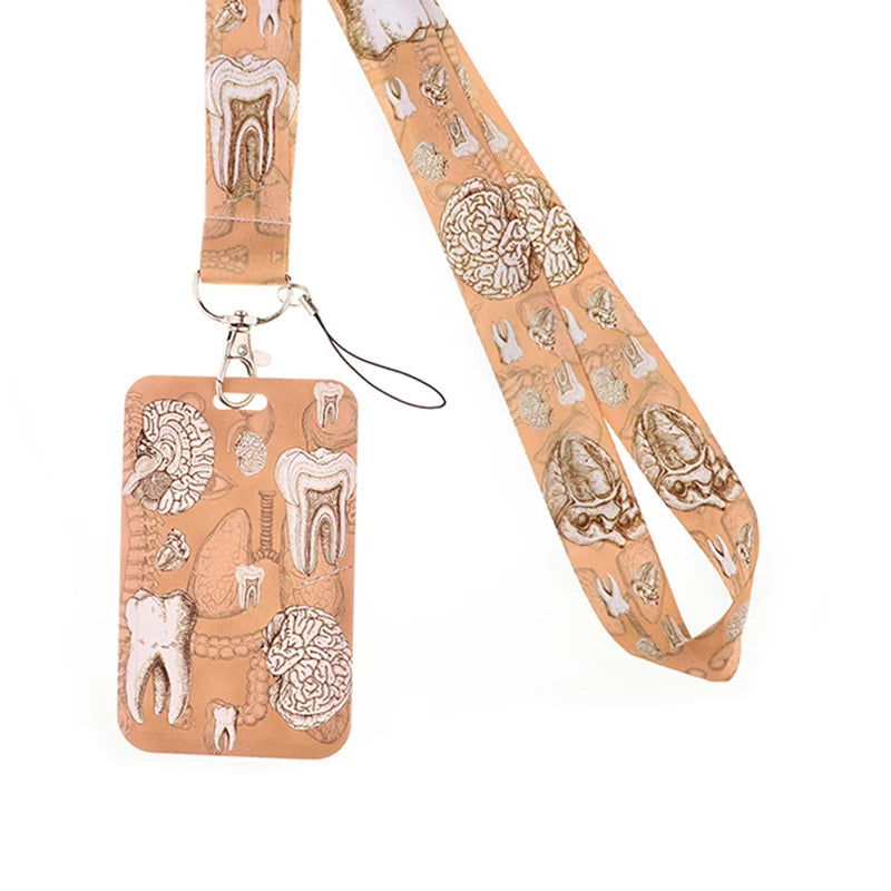 Dentist Doctor Nurse Cartoon Credential Neck Strap Lanyards Keychain ID Card Pass Hang Rope Lariat Key Chain Ring Badge Holder
