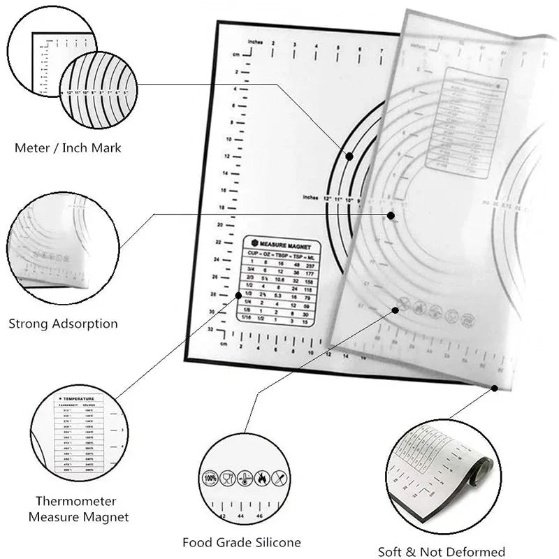 Hemasa Silicone Baking Mat Kneading Pad Dough Mat Pizza Cake Dough Maker Kitchen Cooking Grill Non-Stick Gadgets Bakeware Pastry Mat