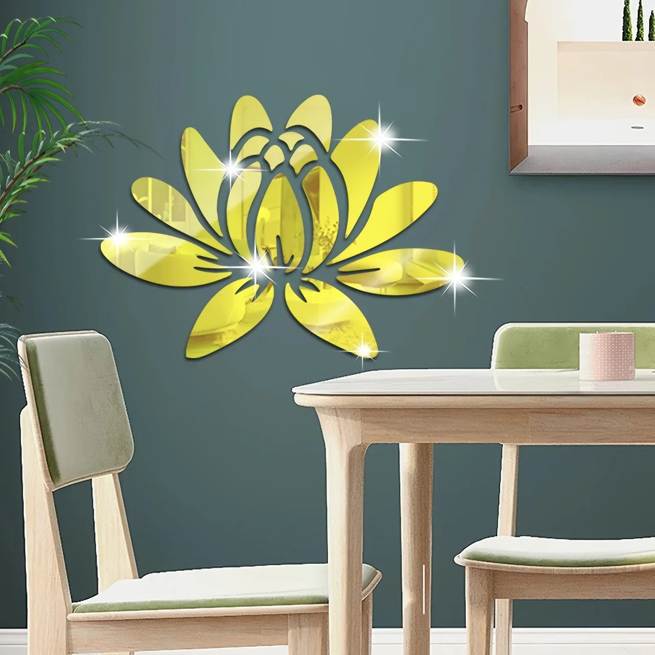 Hemasa Lotus Acrylic Mirror Wall Sticker Home Living Room Bedroom Office Hallway Wall Decorations Mirror Reflective Wall Sticker