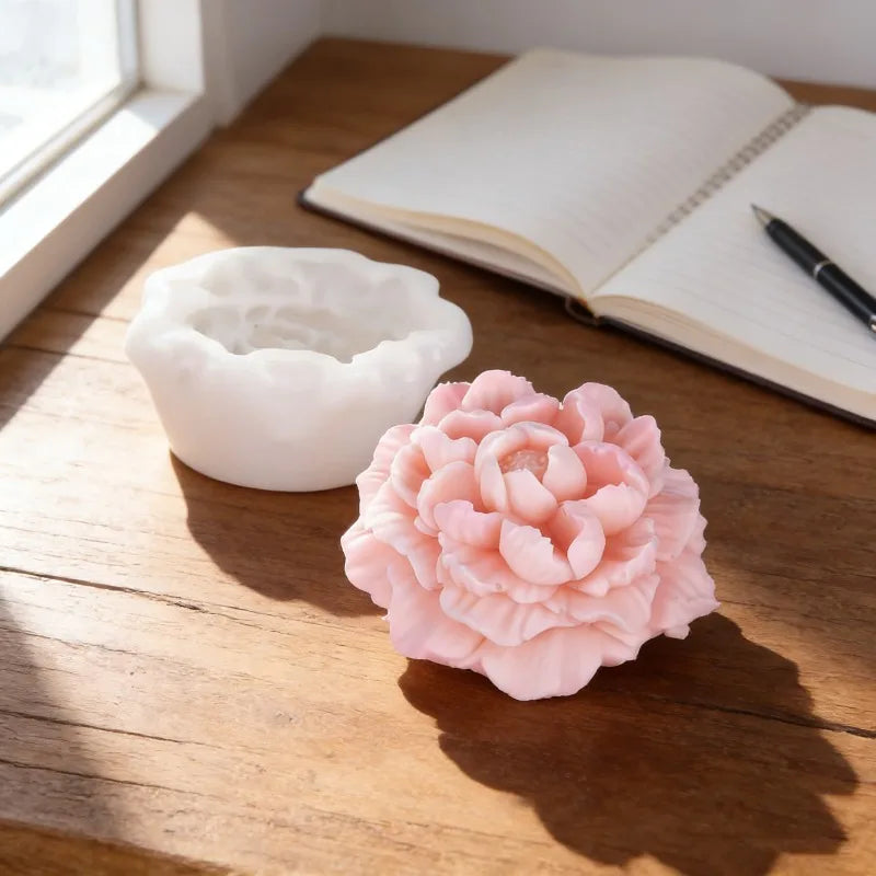 Hemasa Peony Flower Silicone Candle Mold /3D Rose Aromatherapy Gypsum Craft Soap Mold /DIY Chocolate Ice Cake Baking Mold