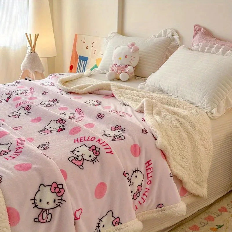 Hemasa Hello Kitty  Double-Layered  Reversible Washable Throw Blanket
