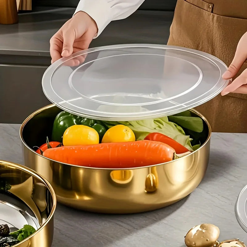 Tejesa 3-Piece Stainless Steel Mixing Bowls with Lids/ Commercial Deep Dough Mixer Bowls for Kitchen