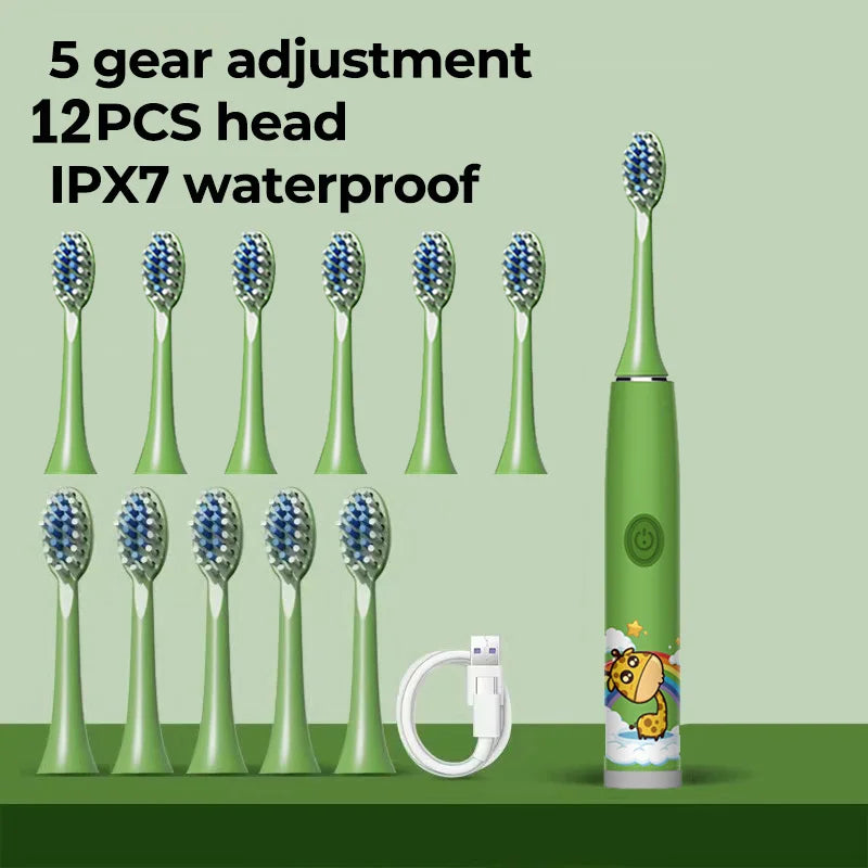 Children Sonic Electric Toothbrush Cartoon Kids With Replace The Toothbrush Head Ultrasonic Electric Toothbrush Sonic Brush Head