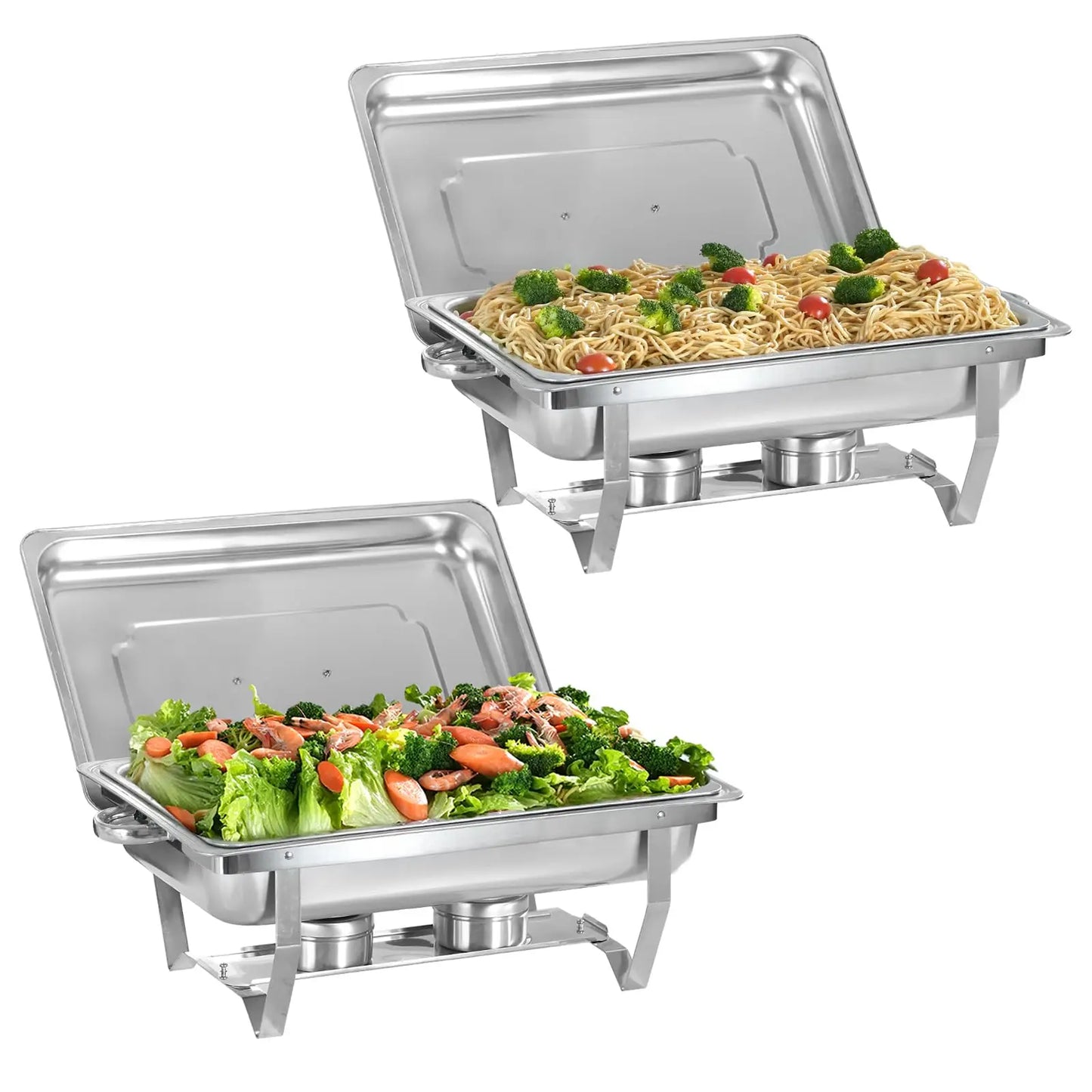 Chafing Dishes for Buffet 9L Roll Edge Designed Chafing Dish Buffet Set Food with Heat Insulating Lid-Twin Burners,Carry Handles