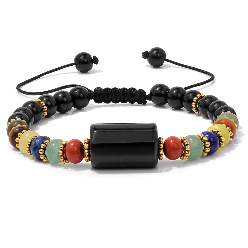 Tejesa Adjustable Cylinder Citrines Woven Bracelets For Women Men Natural Stone Colorful Rondelle Flat Beads Braided Bracelet Jewelry