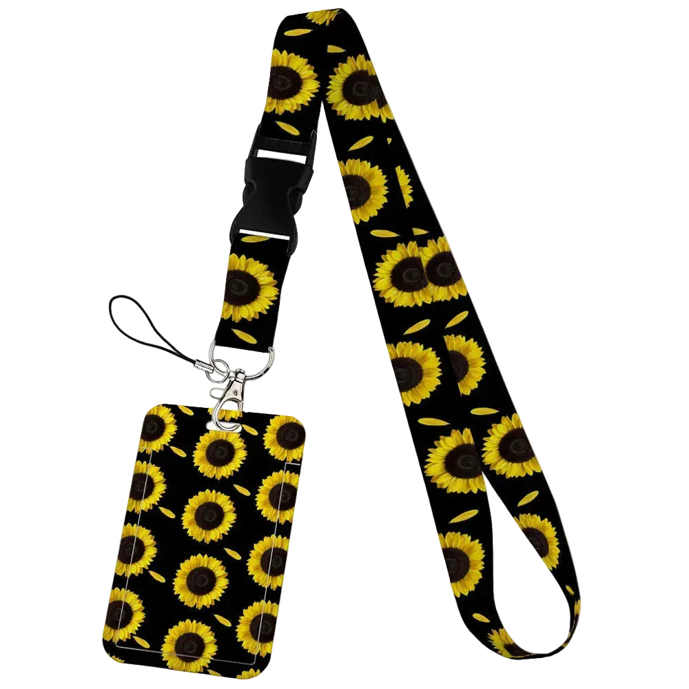 Tejesa  Flower design Lanyard Business Credit Card Holder/ Neck Strap Keychain Hang Rope ID Badge Holder