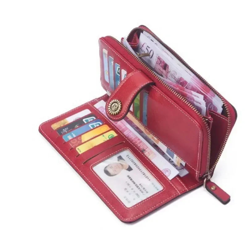 Hemasa High Quality  Leather Wallets For Woman/ Long Zipper Clutch Bag Female Purse Card Holder
