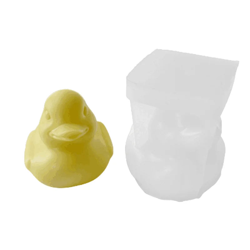 3D Cartoon Duck Silicone Mold Epoxy Resin DIY Plaster Candle Mold Desktop Decoration Soft Pottery Clay Handmade Soap Mold