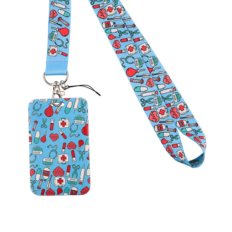 Dentist Doctor Nurse Cartoon Credential Neck Strap Lanyards Keychain ID Card Pass Hang Rope Lariat Key Chain Ring Badge Holder