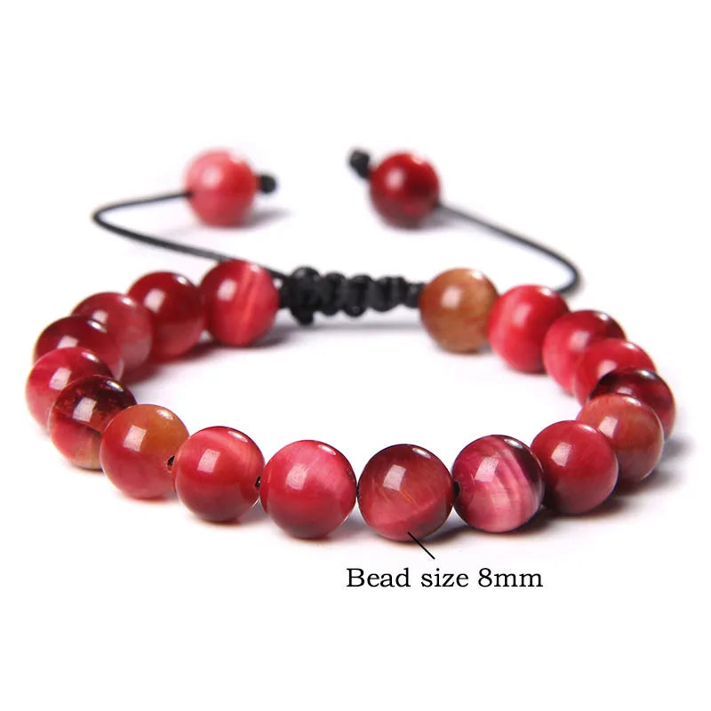 Hemasa Cool Royal Blue Tiger Eye Bracelets Natural Stone Tiger Eye Beaded Bracelets Pulsera Hombre Men Adjustable Woven Rope Bracelets