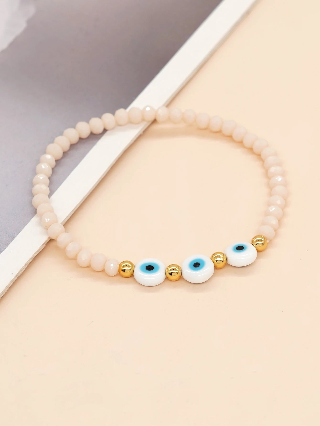 Hemasa Evil Eye  Faceted Crystal  Beads  Stretchable Bracelet  Beaded Bracelets for Women