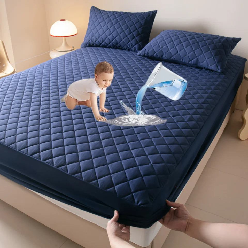 100%Waterproof Mattress Cover Thick Solid Color Bed Fitted Sheet Single/Queen/King 침대커버 135x200cm 160x200cm Soft Bed Cover