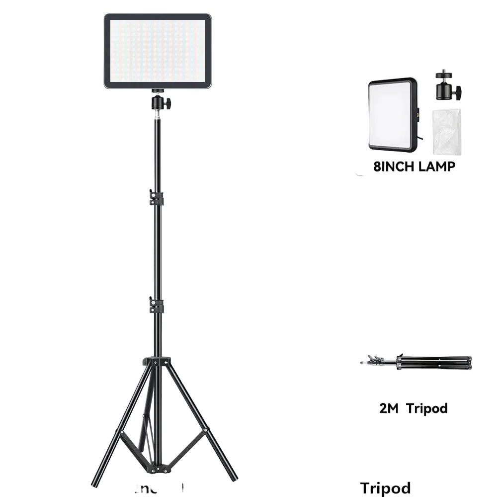 Tejesa 8/12 Inch LED Photography Video Panel Light Photo Studio Lighting Kit For Shoot Live Streaming Youbube With Tripod Stand