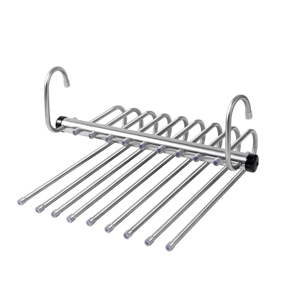 Tejesa  Folding Magic Pants Hangers,5/9Layer Stainless Steel Space Saving Clothes Rack,Jeans Trousers Scarf Organizers for Closet