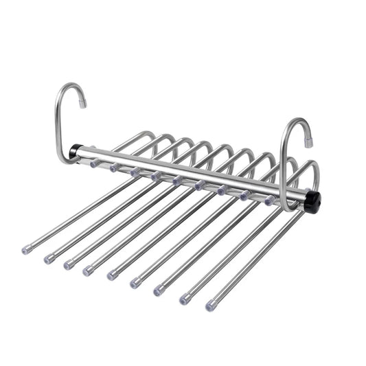 Tejesa  Folding Magic Pants Hangers,5/9Layer Stainless Steel Space Saving Clothes Rack,Jeans Trousers Scarf Organizers for Closet