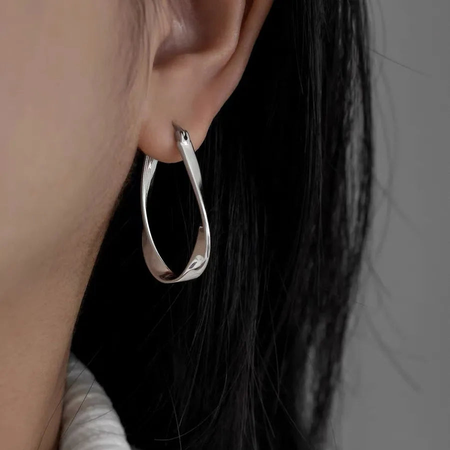 Hemasa  925 Sterling Silver Earrings For Women / Oval Twist Earring Jewellery