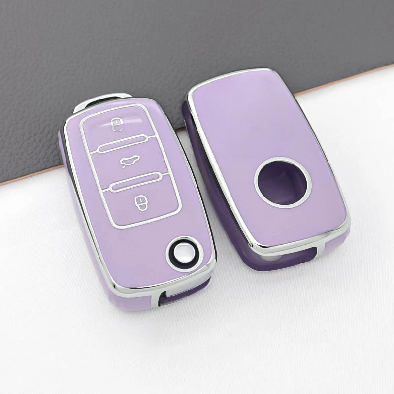 For VW Golf Polo Bora Beetle Tiguan for SKODA Fabia Superb for SEAT Leon Toledo Altea Ibiza TPU Remote Key Fob Case Cover