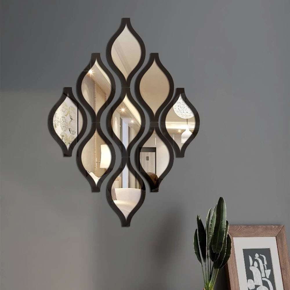 Hemasa 12/6pcs Teardrop Combination Bathroom Mirror / Golden Artistic Decorative Mirror for Bedroom Living Room Hallway Accent Wall