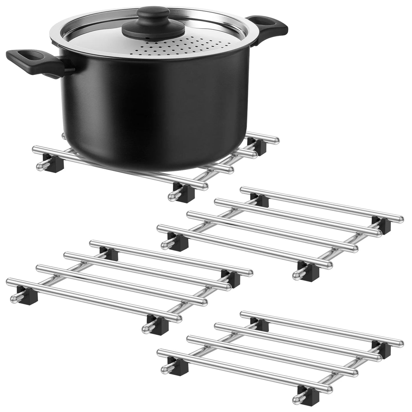 Tejesa 4Pcs Square metal pot mat coaster insulation pad suitable for dishes casserole hot pot table cookware stand placemat kitchen tools