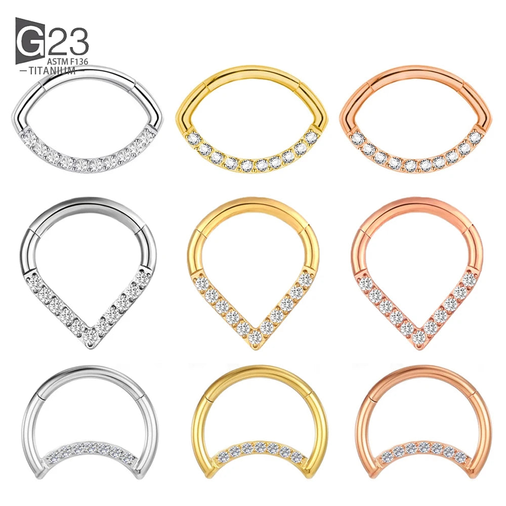 10Pc F136 Titanium Implant Grade 16G Hinge 8-10mm Septum Nose Ring Earlobe Pillow Ring Earring Teardrop Septum Piercing Jewelry