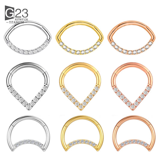 10Pc F136 Titanium Implant Grade 16G Hinge 8-10mm Septum Nose Ring Earlobe Pillow Ring Earring Teardrop Septum Piercing Jewelry