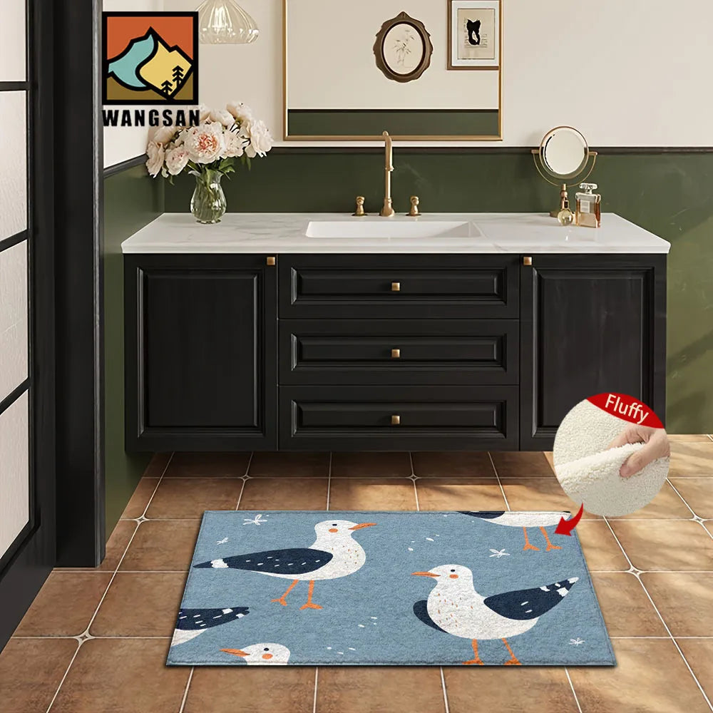 Tejesa Cute Cartoon Dove Carpet Blue Doormat /Welcome Mat/ Absorbent Bathroom Rug Carpet For Live Room Rug For Bedroom Home Decor