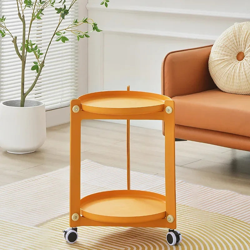 Living Room Mobile Round Coffee Table Nordic Creative Home Cart Movable Storage Rack Storage Bedroom Bedside Trolley