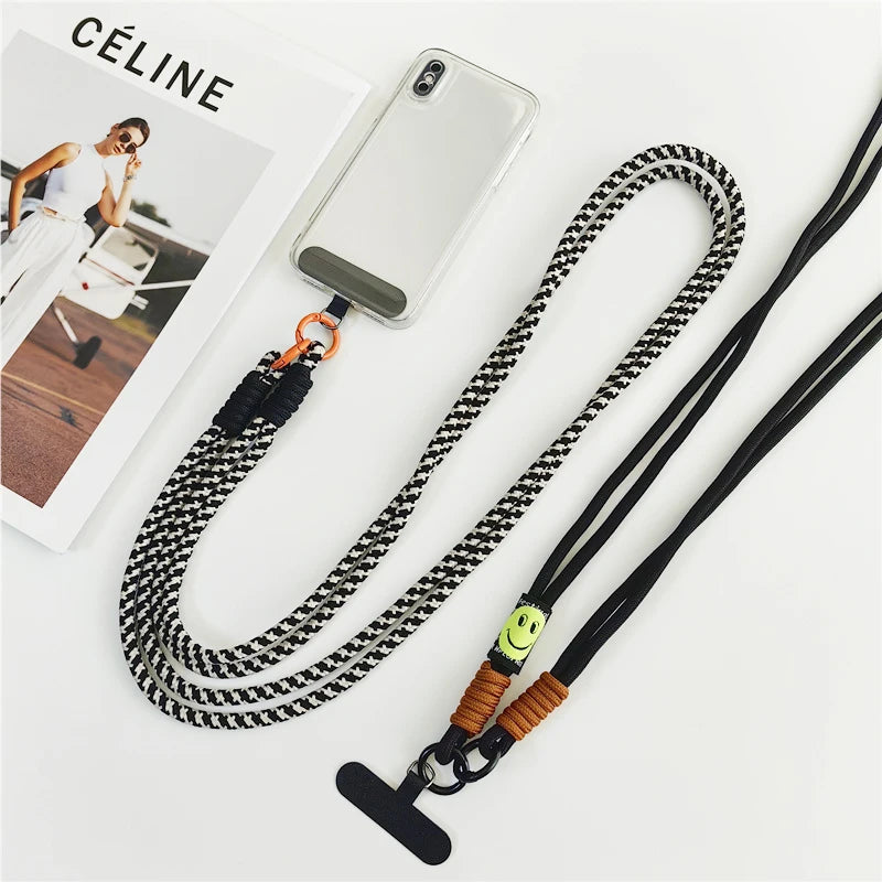 Tejesa 120cm Double Rope Mobile Phone Lanyard /Crossbody Phone Straps Neck Clip Cord Rope Twisted Backable Outdoor Anti-loss Phone Chain