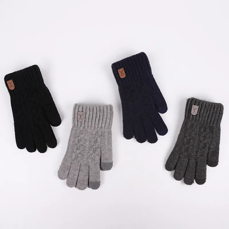 Hemasa  men's warm gloves/ winter  fleece gloves cold warm wool knitted gloves