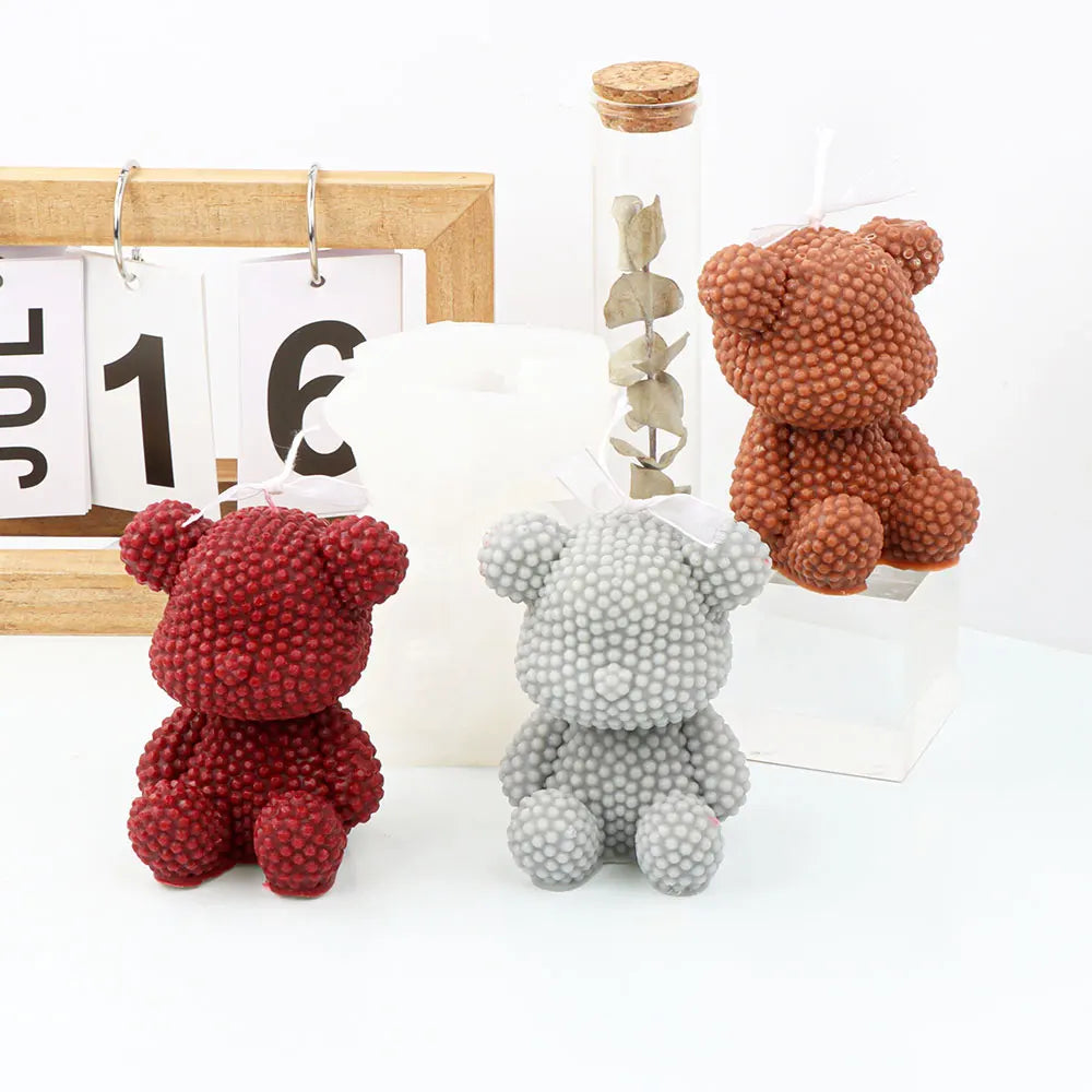 For Fun 3D Bear Rabbit Silicone Candle Mold DIY Scented Candles Handmade Soap Plaster Ice Cube Baking Mold Gift Making Decor
