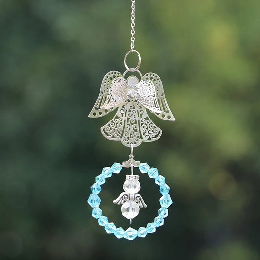 1PCS Angel Crystal Suncatcher Hanging Suncatcher Prism Ornament Rainbow Maker Pendant for Home Curtain Garden Car Decoration