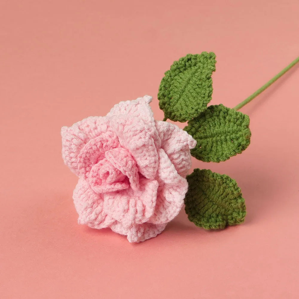Hemasa 5Pcs Rose Knitted Crochet  Flowers /Wedding Bouquet Flower /Knitted Bouquet Home Party Decor  Friends Gift