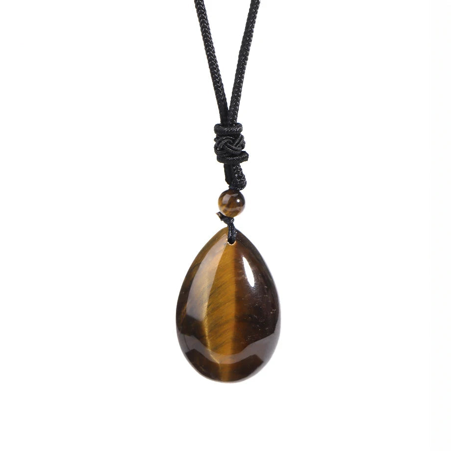 Hemasa Natural Stone Necklace for Women /Water Drop Pendant Healing Tiger Eye Amethysts Crystal Pendants Necklaces H351