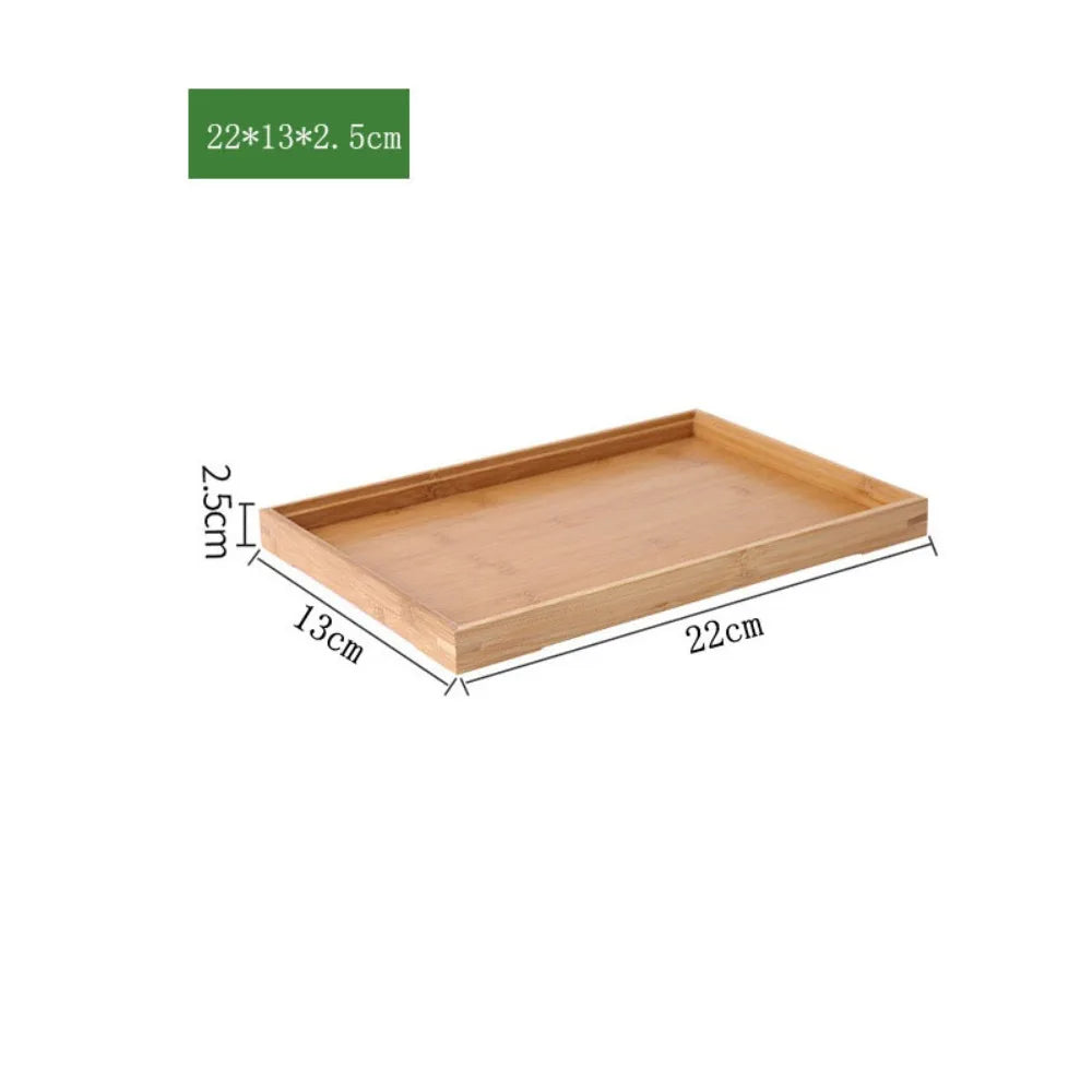 New Rectangular Bamboo Storage Tray Retro Solid Wood Storage Plate Household Tea Tray Water Cup Plate Home Kitchen Supplies