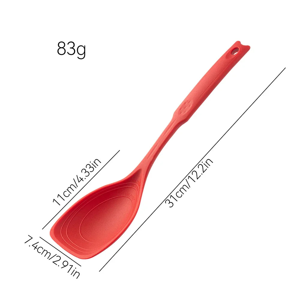 Hemasa Silicone Spoon Multi-use  Comfortable Non-slip Round Handle Large Cooking Utensils Mixing Spoon